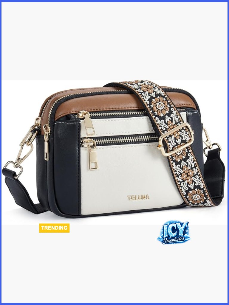 Small Vegan Leather Crossbody Bag With Adjustable Wide Strap